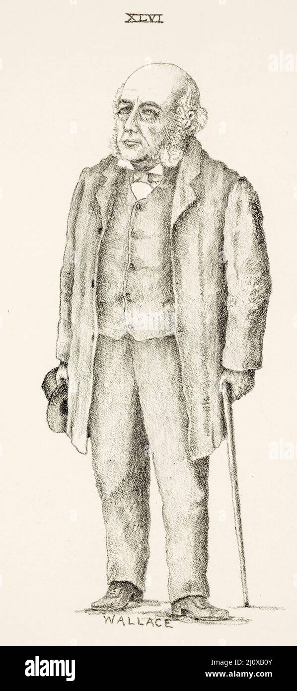 Sketch of a politician, Henry Hirst from the Wallace electorate, at the time of the 1881 general election in New Zealand, from a cartoon published in the Wellington Advertiser Supplement Stock Photo