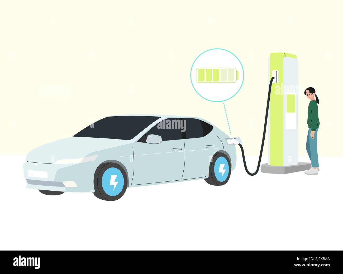 smart mobility electric car vector illustration, battery charging Stock ...