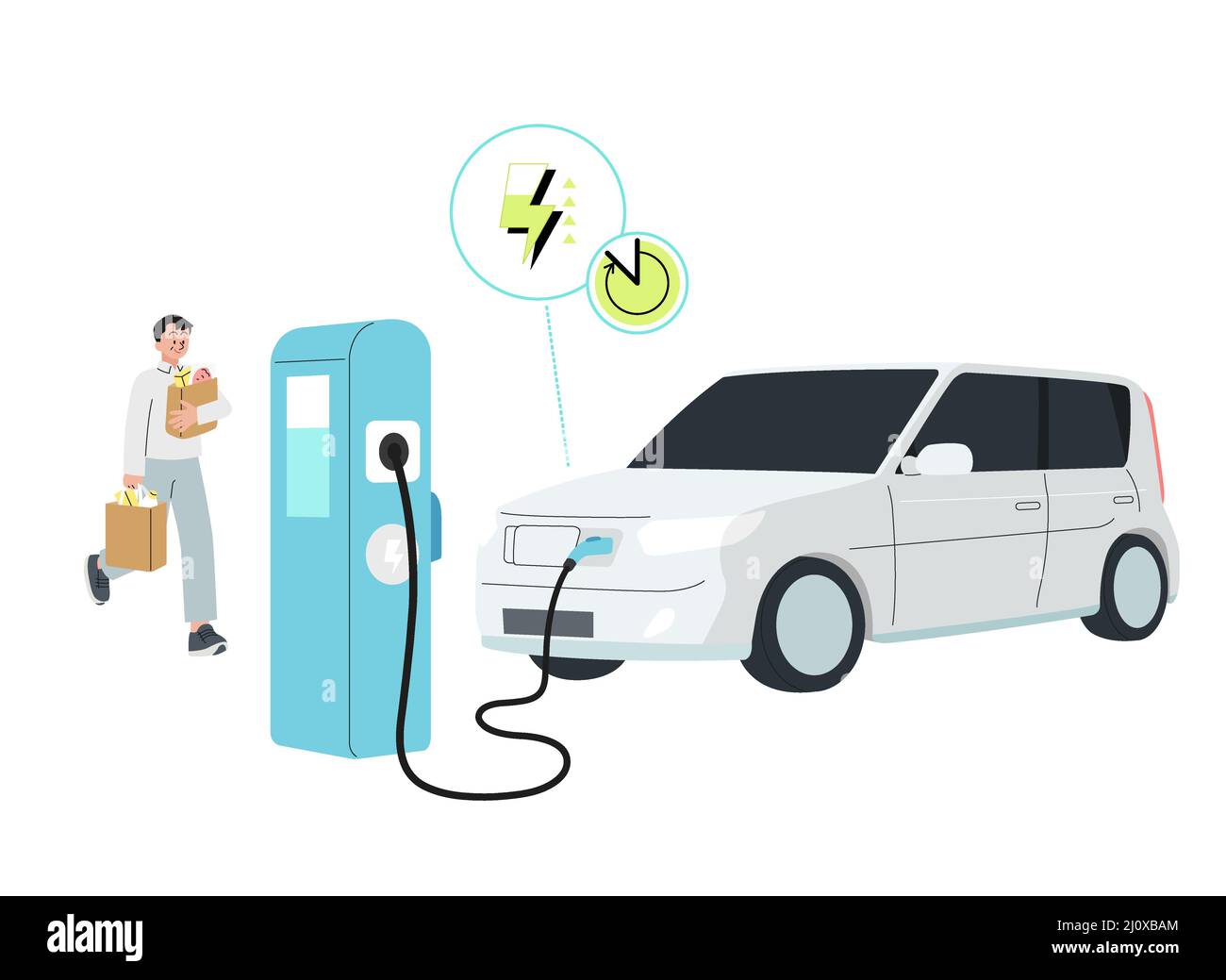 smart mobility electric car vector illustration, battery charging Stock ...