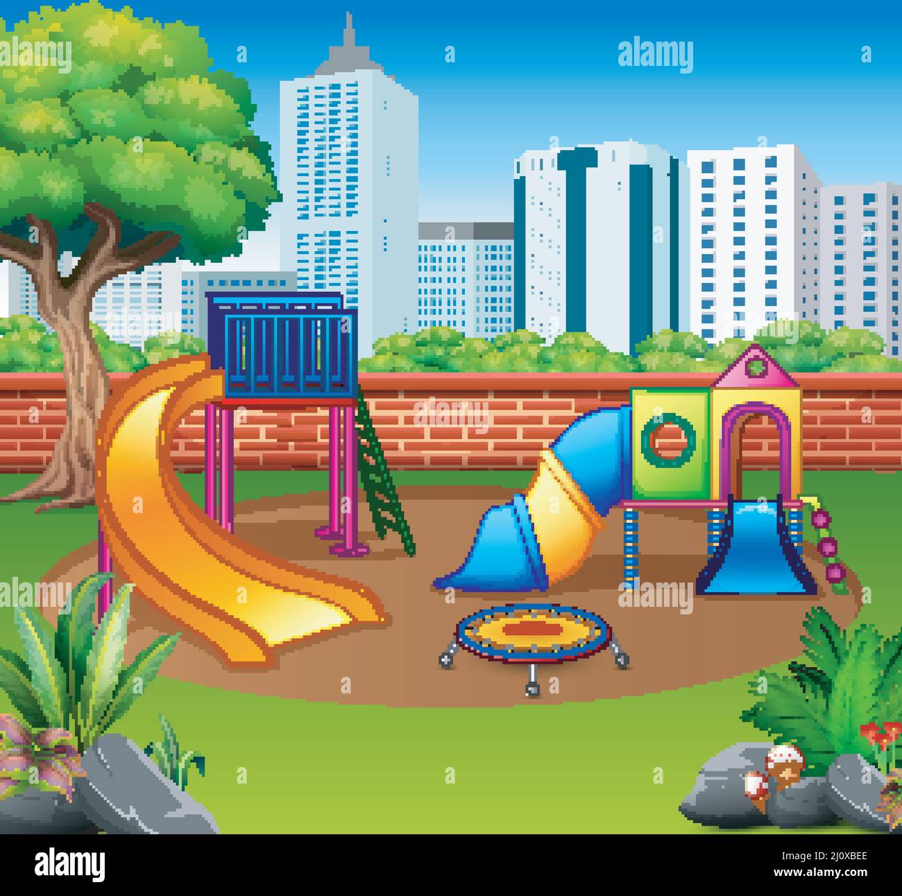 Kindergarten or kids playground in city park Stock Vector Image & Art