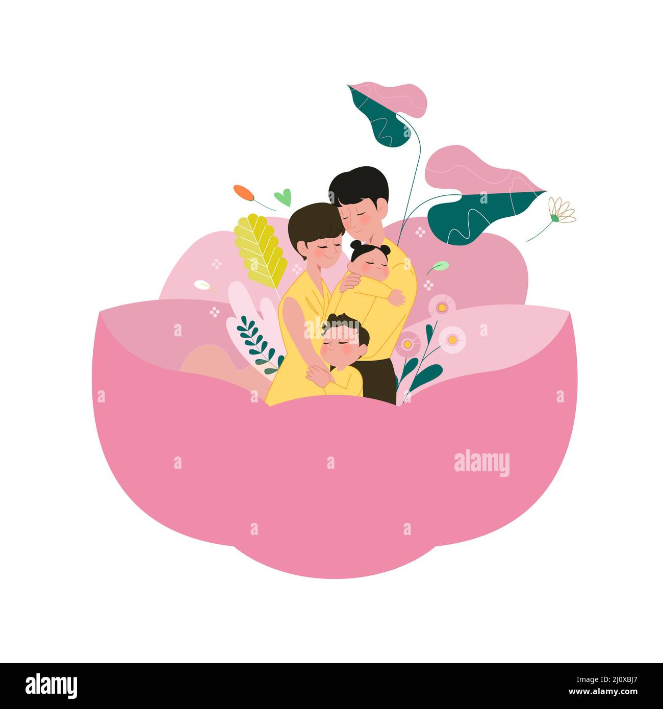 protect environment, vector illustration of family and nature Stock ...