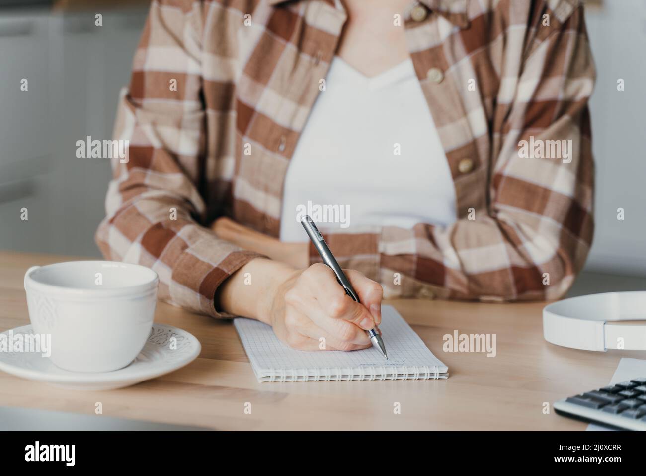 Morning pages, stream of consciousness journaling habit, first thing every morning Stock Photo