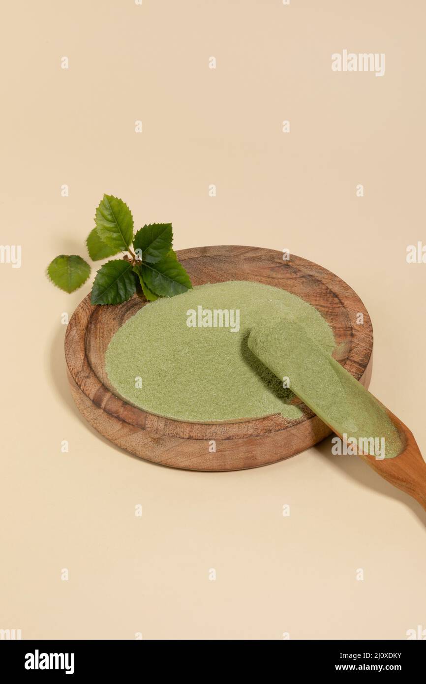 Matcha green tea powder and tea spoon Stock Photo Alamy