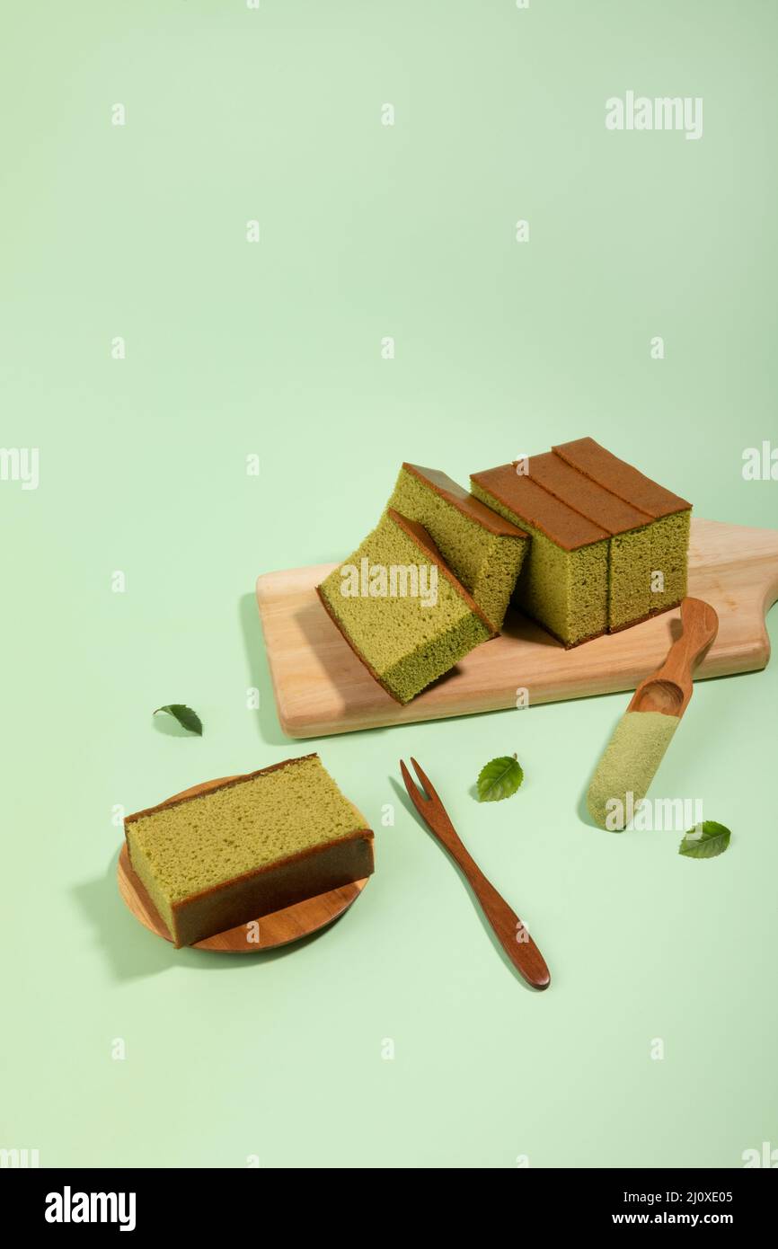 matcha green tea castella sponge cake Stock Photo Alamy