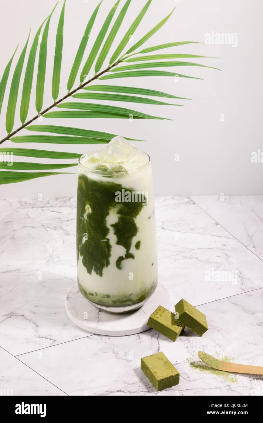 matcha green tea latte, dessert and chocolate Stock Photo Alamy