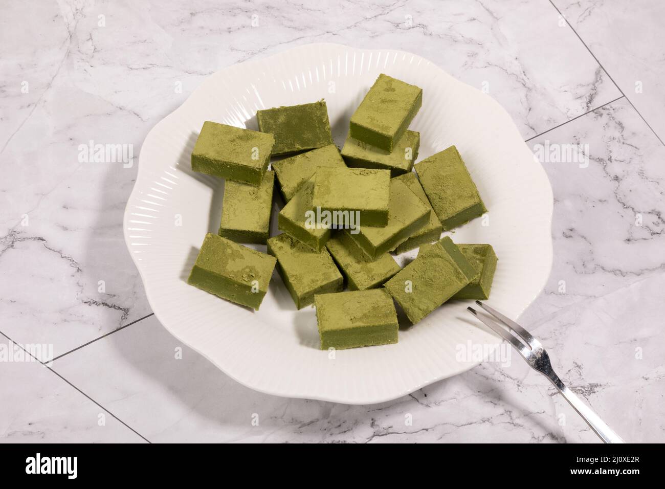 matcha green tea latte, dessert and chocolate Stock Photo Alamy