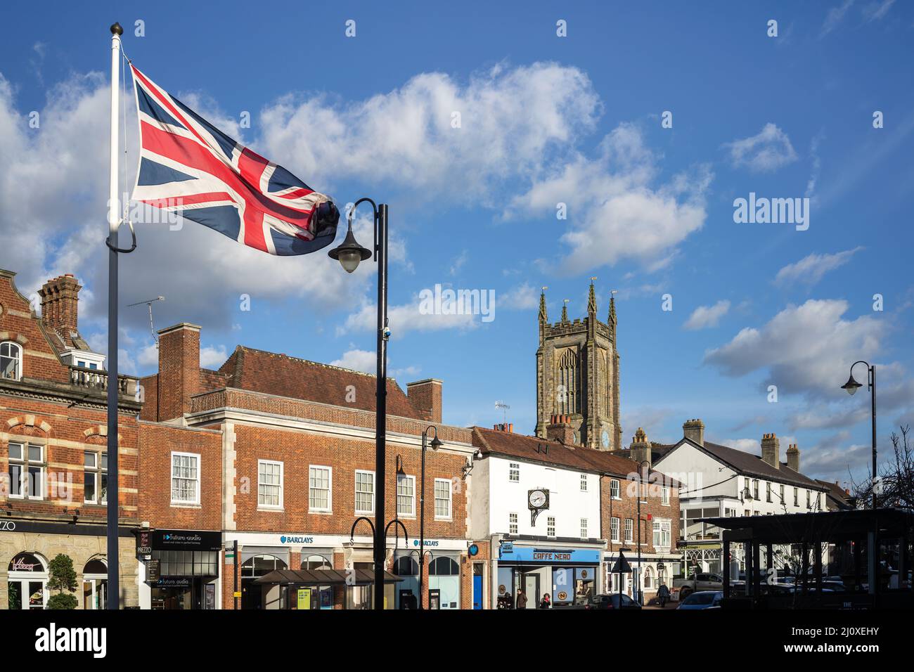 EAST GRINSTEAD, WEST SUSSEX, UK - JANUARY 31: Skyline of East Grinstead on January 31, 2022. Four unidentified people Stock Photo