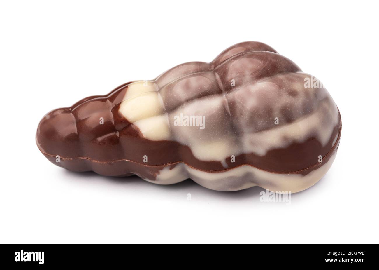 Chocolate sweets shaped as seashells isolated on white background Stock Photo