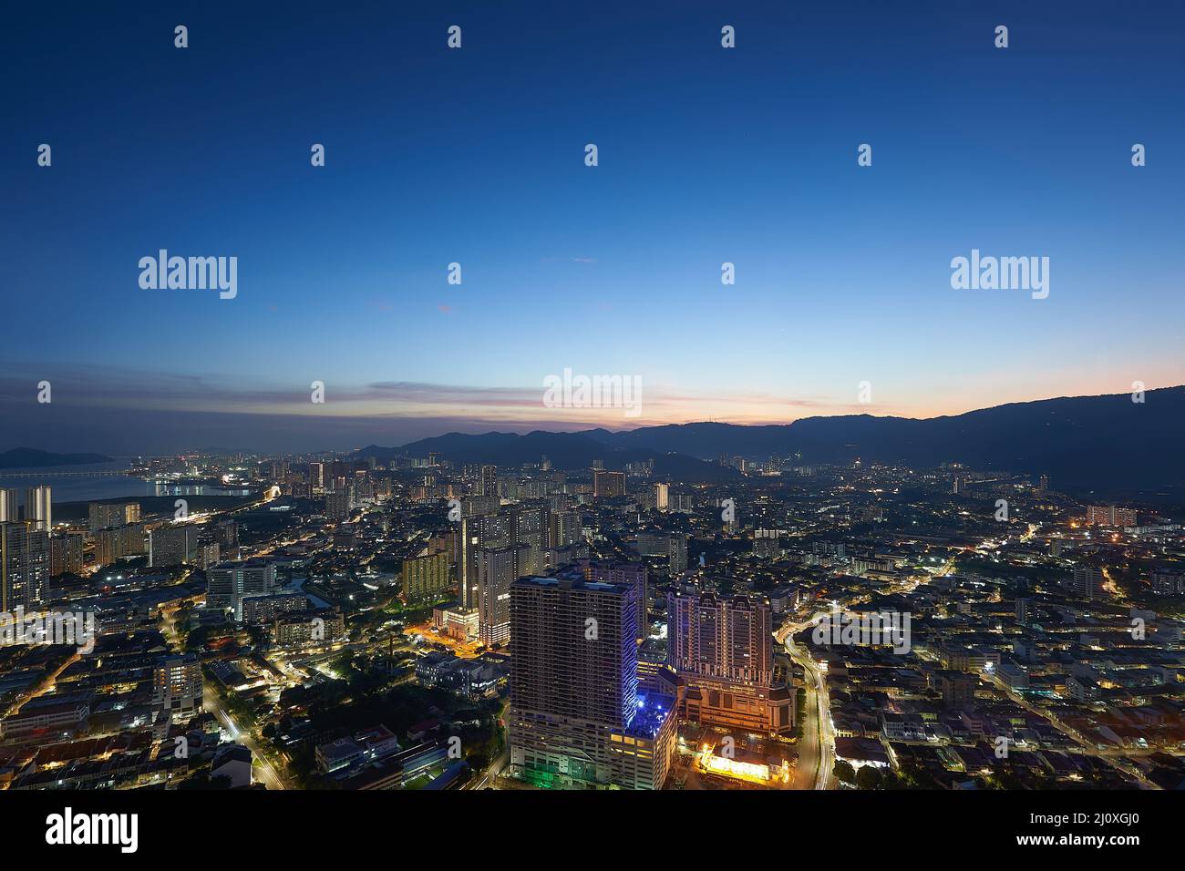 Aerial view of night cityscape Stock Photo
