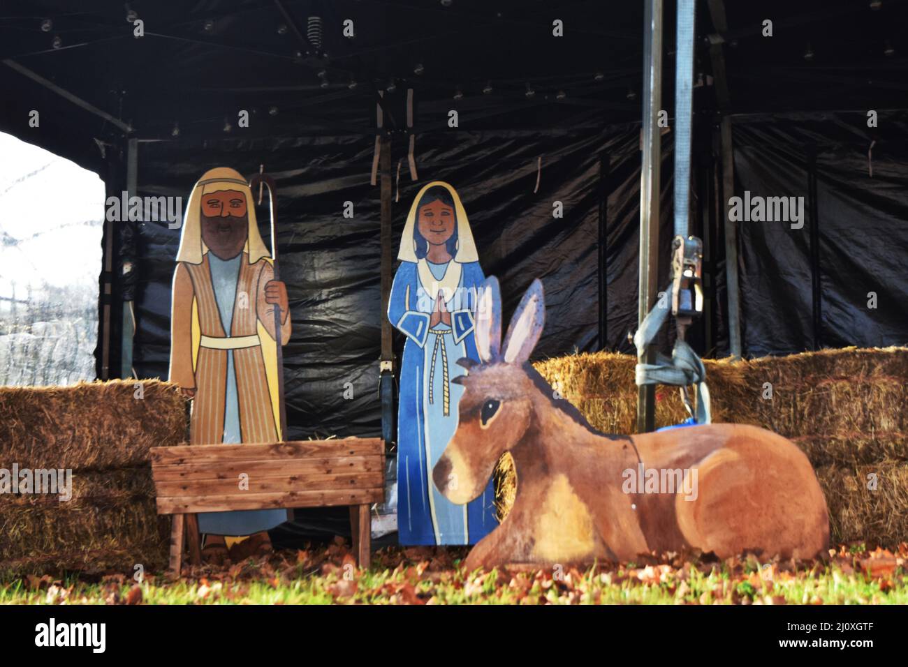 mary, joseph and donkey, nativity, suffolk, england Stock Photo Alamy