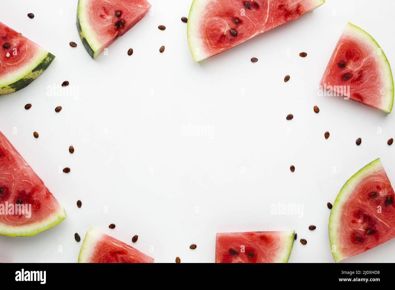 Sliced watermelon arrangement with copy space. High quality beautiful photo concept Stock Photo
