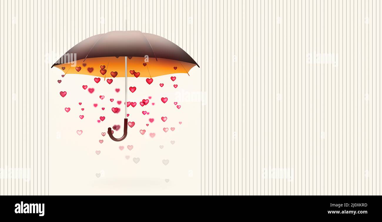 Umbrella with Hearts Stock Photo