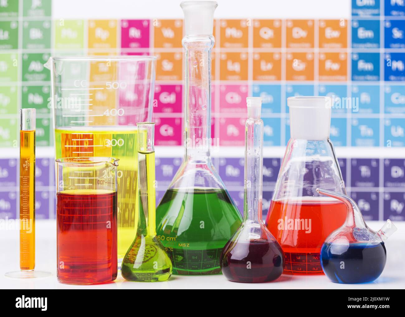 Front view science elements with chemicals assortment. High quality ...