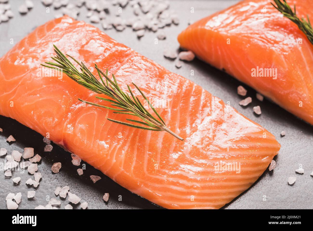 Salmon dish with herbs spices Stock Photo Alamy