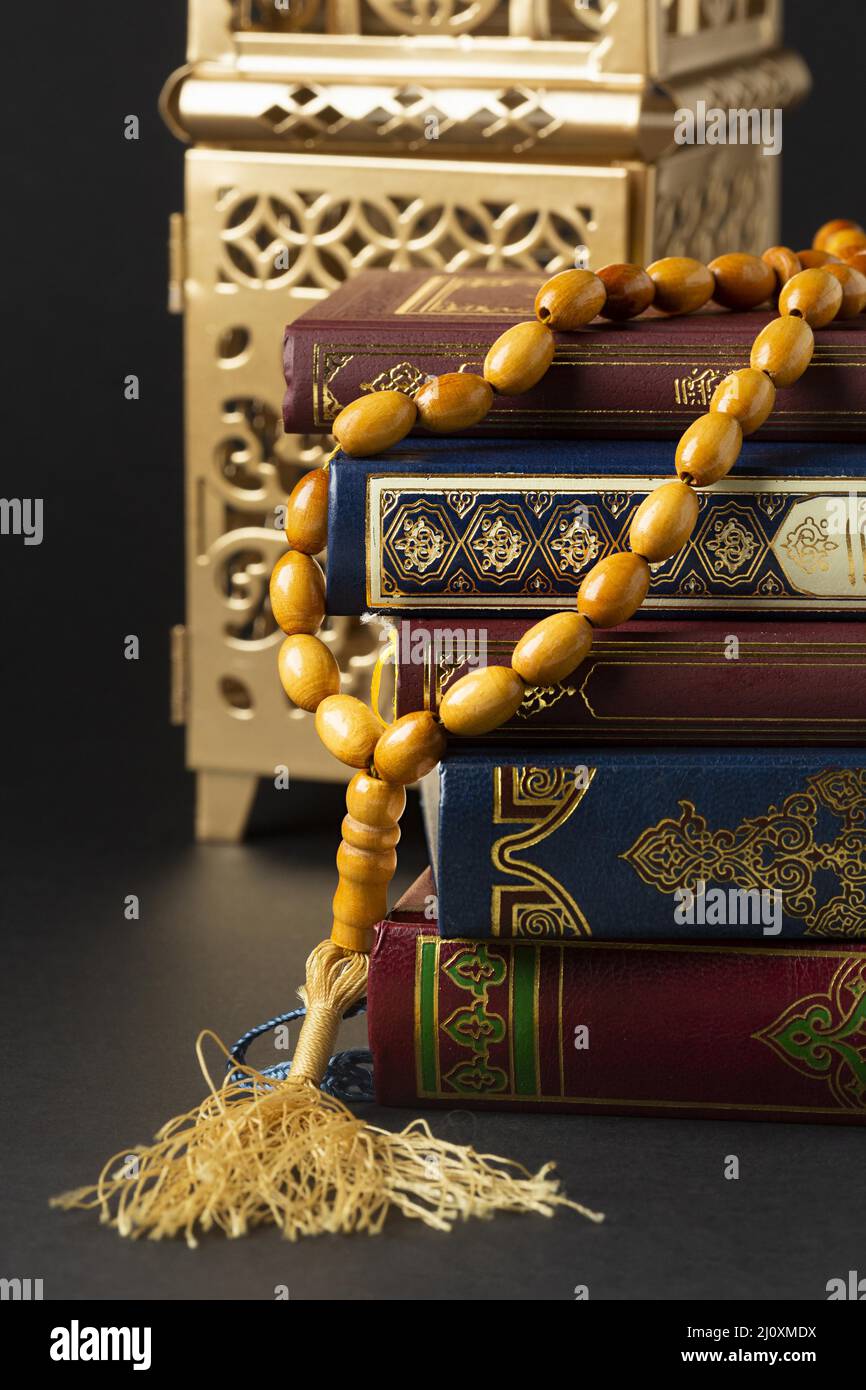 Close up islamic new year with quran books. High quality photo Stock Photo