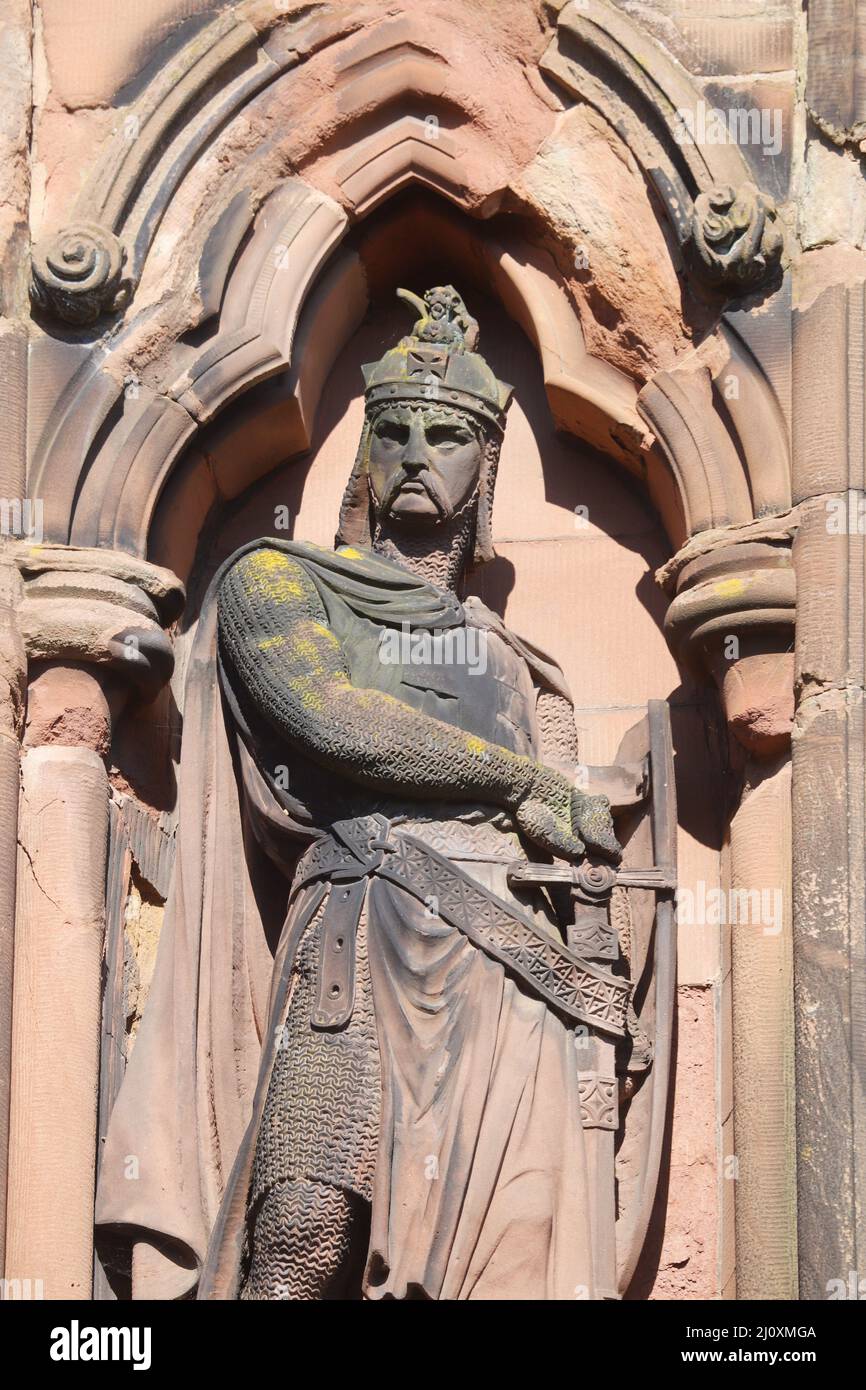 Statue of Godfrey of Bouillon on the south wall of Lichfield Cathedral Stock Photo