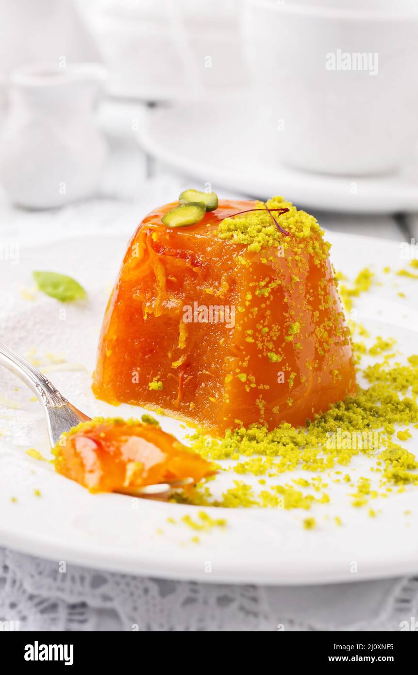 Orange pudding Stock Photo