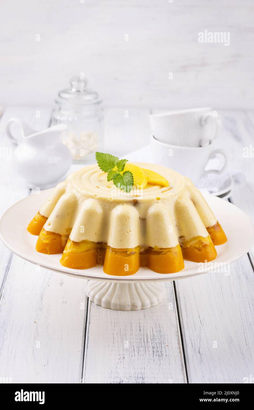Mango and vanilla pudding Stock Photo