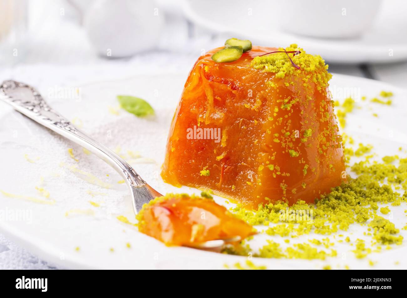 Orange pudding Stock Photo