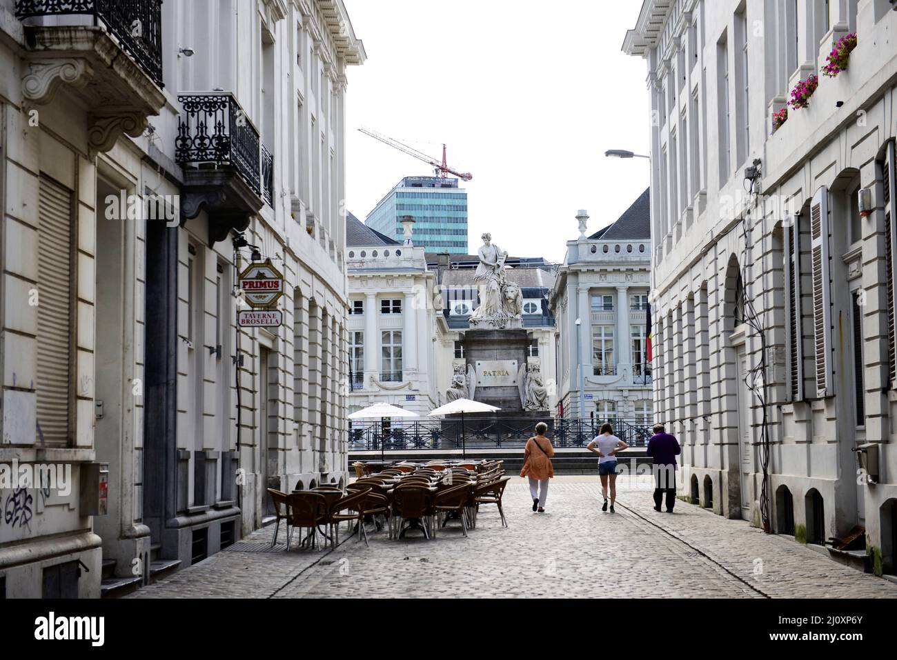 The Patria statue on des Martyrs in Brussels , Belgium. Stock Photo