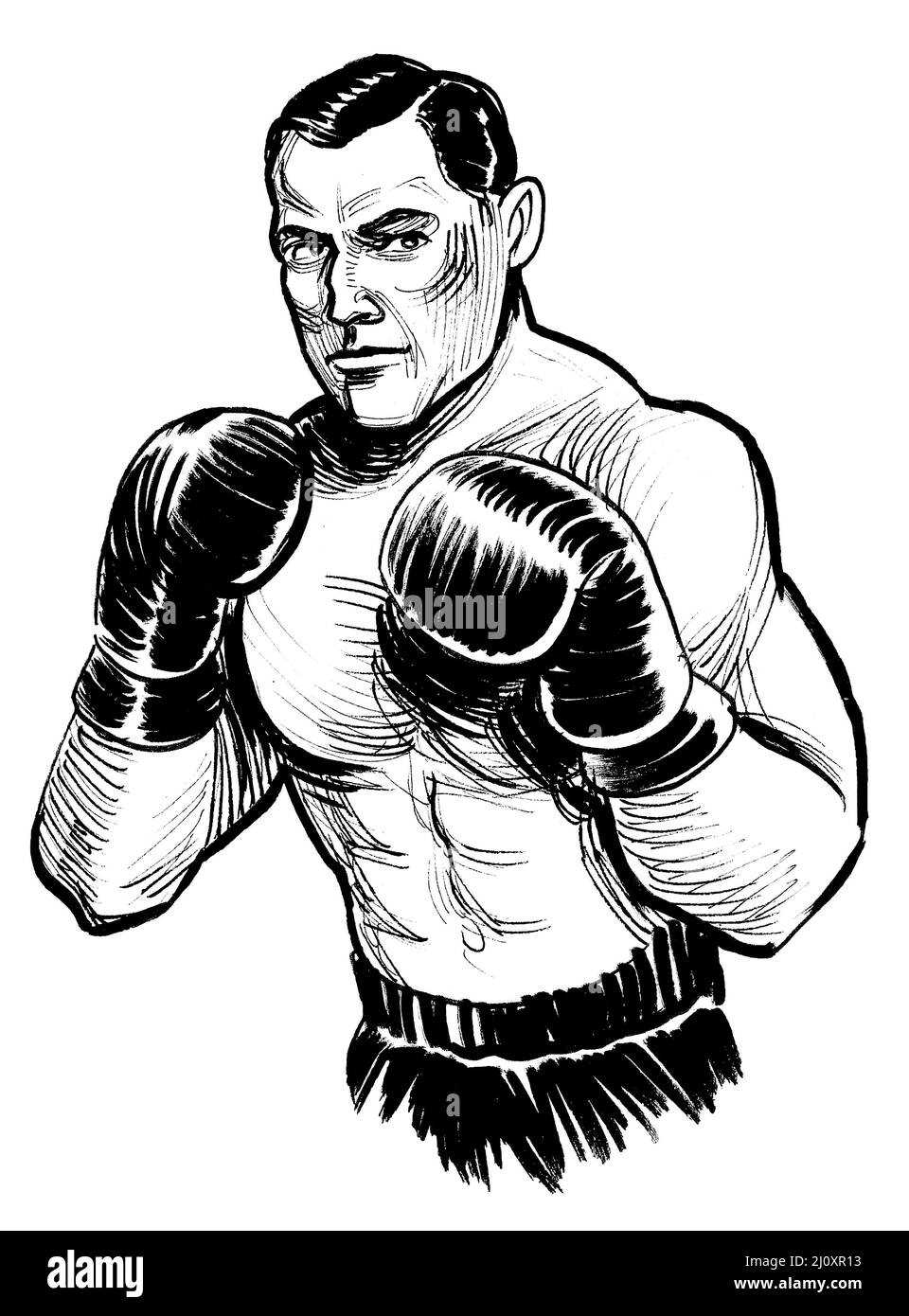 Boxer Fighter Cartoon Black And White Stock Photos Images Alamy