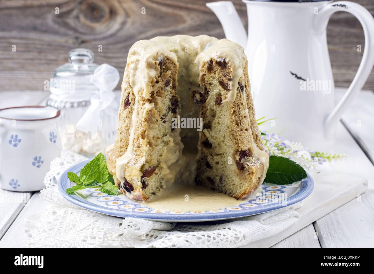 Bundt cake with raisins Stock Photo