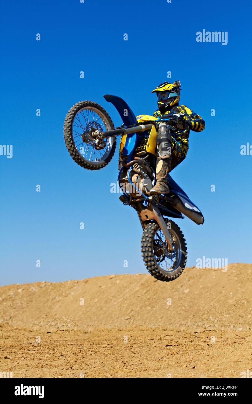 Ready for racing adventure. Shot of dirtbike racers. Stock Photo