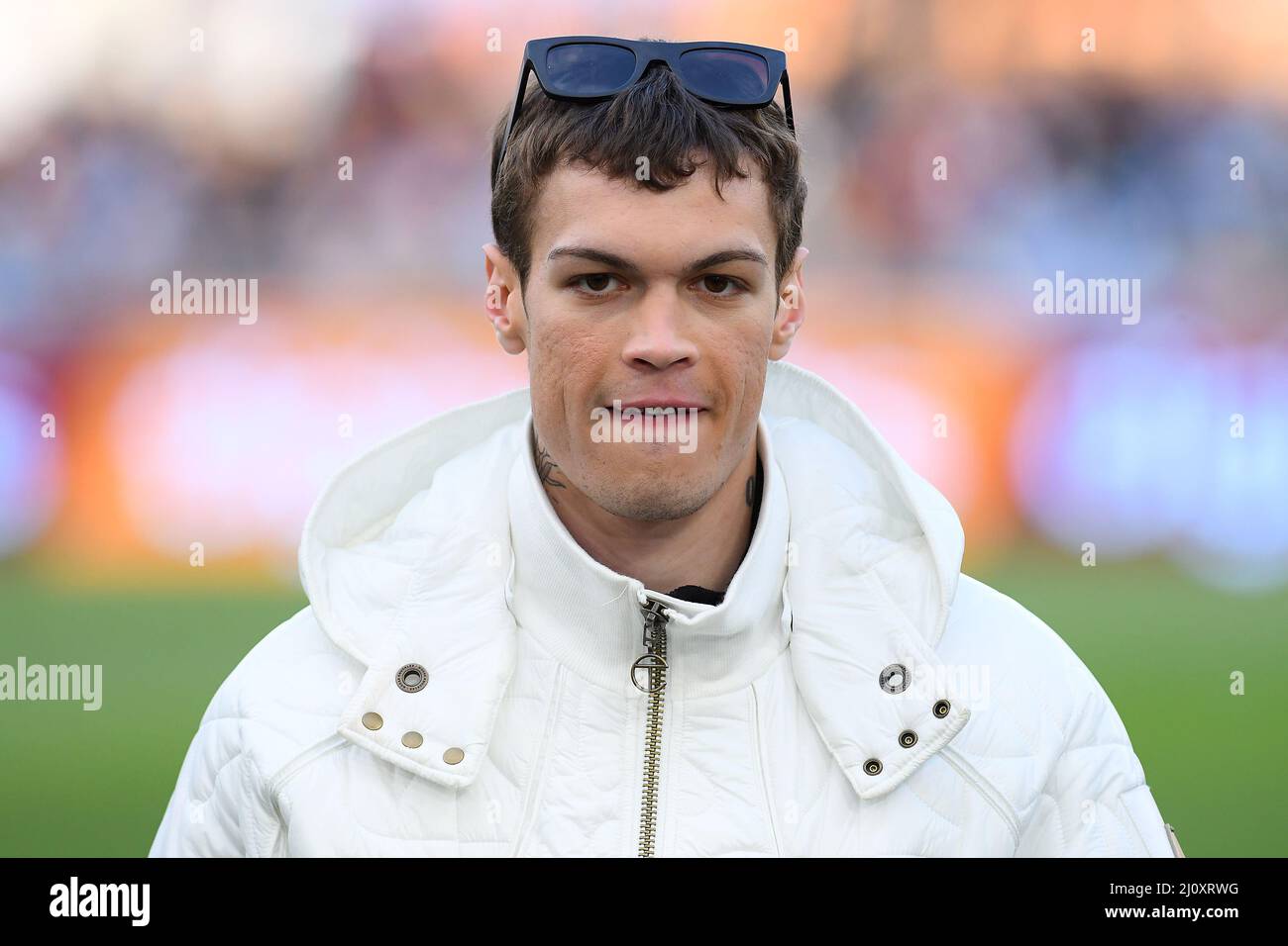 Rome, Italy. 20th Mar, 2022. Italian singer Blanco during football Serie A Match, Stadio Olimpico, As Roma v Lazio, 20th March 2022 Fotografo01 Credit: Independent Photo Agency/Alamy Live News Stock Photo