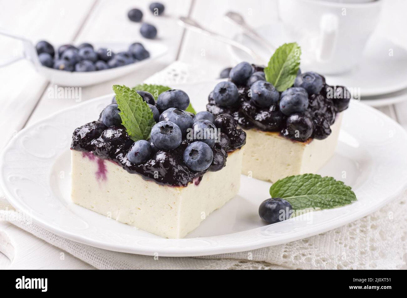 Cheese cake with hackleberries Stock Photo