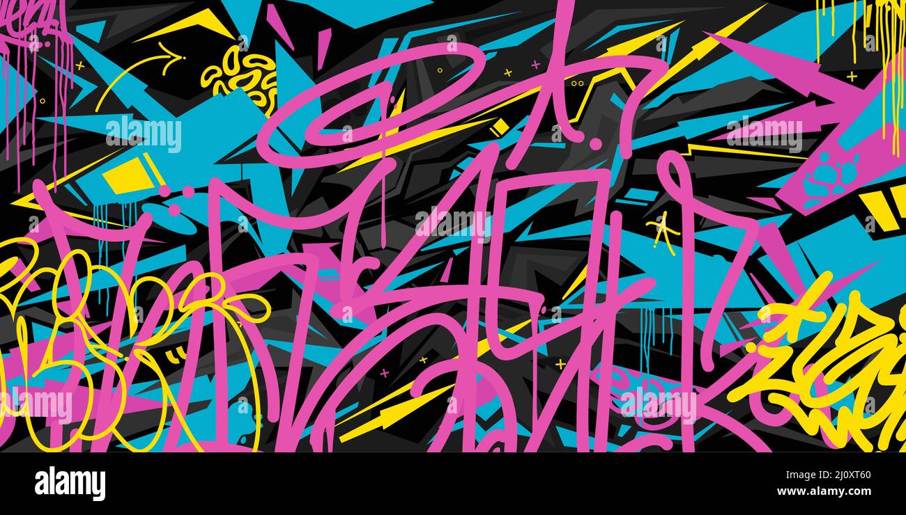 Modern Flat Colorful Abstract Graffiti Style Vector Illustration