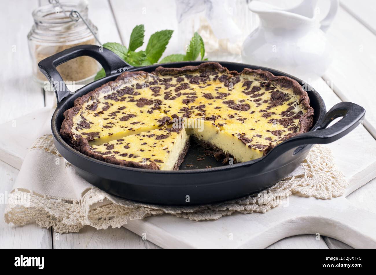 Lemon tarte with chocolate Stock Photo