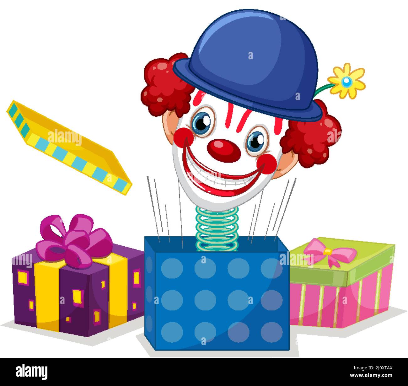 Clown jack in the box toy  illustration Stock Vector