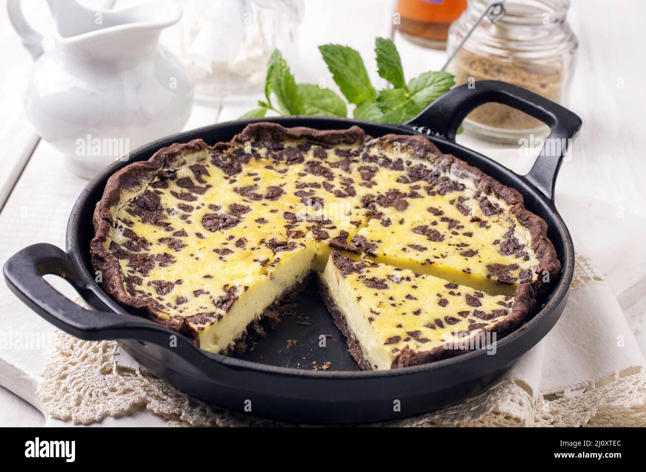 Lemon tarte with chocolate Stock Photo