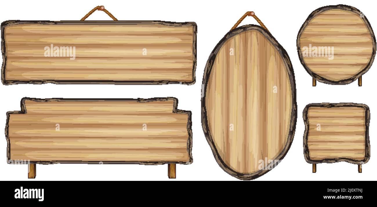 Set of wooden sign banner illustration Stock Vector Image & Art - Alamy