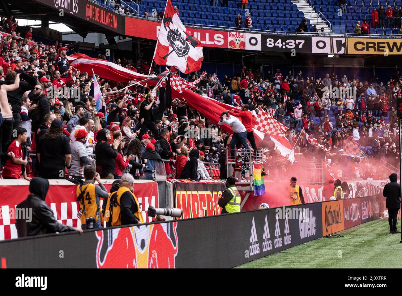 Harrison New Jersey Usa th Mar 22 Fans Celebrate Goal Scored By Red Bulls Mls Regular 22 Season Game Between New York Red Bulls And Columbus Crew At Red Bull Arena Game