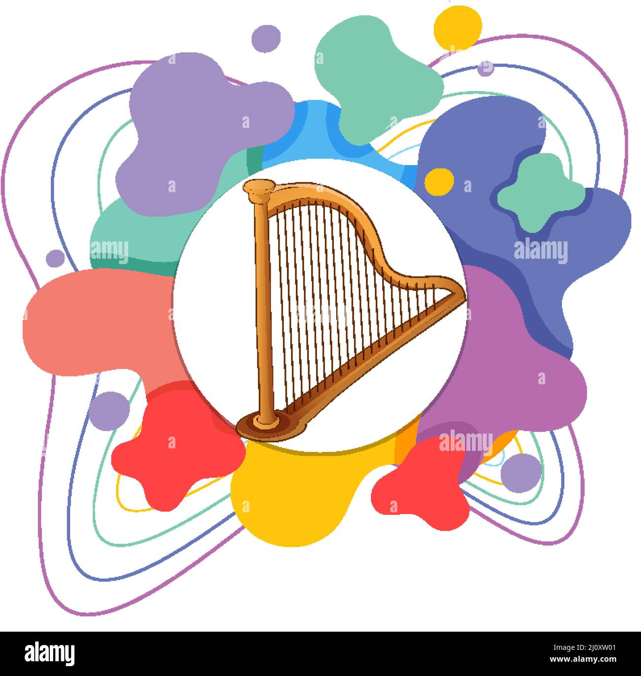 Harp instrument on white background illustration Stock Vector Image ...