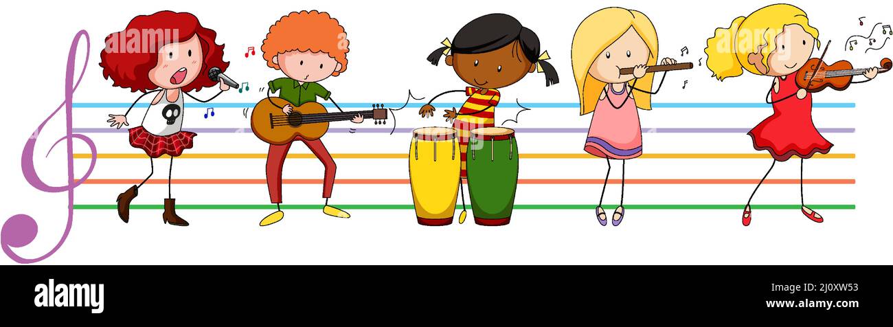 Kids playing musical instrument illustration Stock Vector Image & Art ...