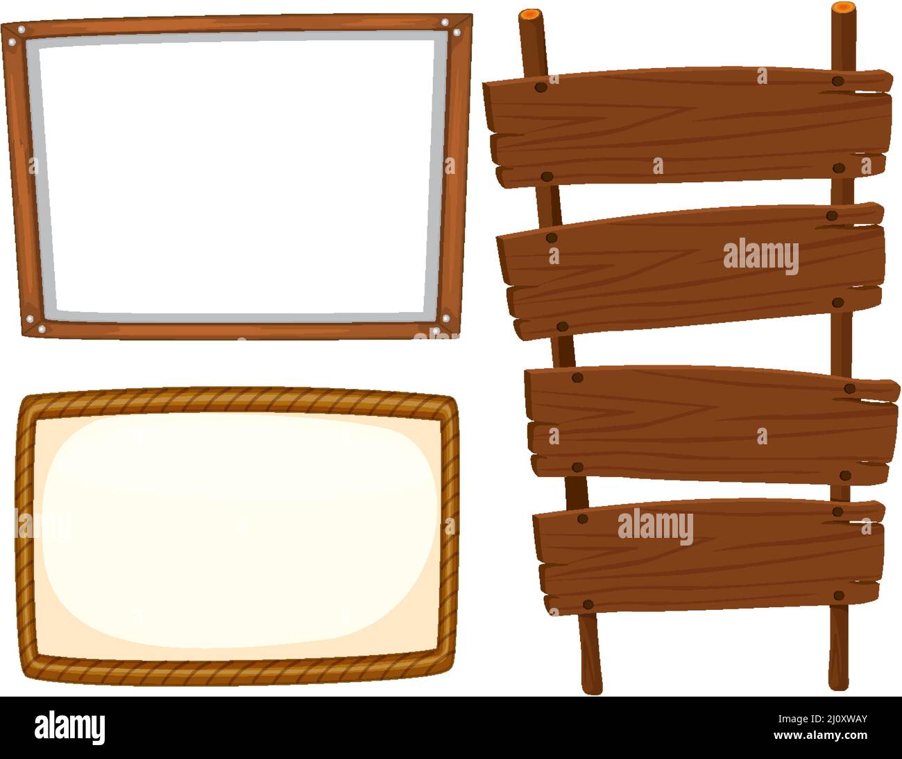 Set of wooden sign banner illustration Stock Vector Image & Art - Alamy