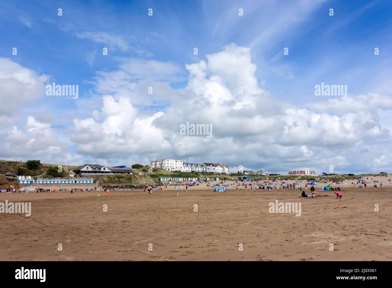 BUDE, CORNWALL/UK - AUGUST 12 : People Enjoying the Beach at Bude in Cornwall on August 12, 2013. Unidentified people Stock Photo