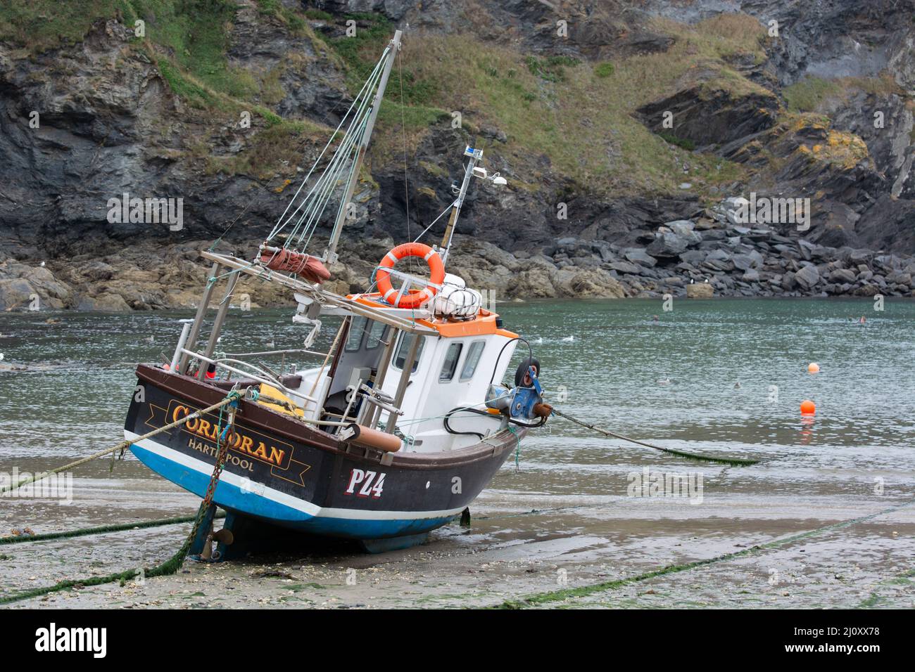 PORT ISAAC, CORNWALL, UK - AUGUST 13 : Fishing boat in Port Isaac in Cornwall on August 13, 2013 Stock Photo