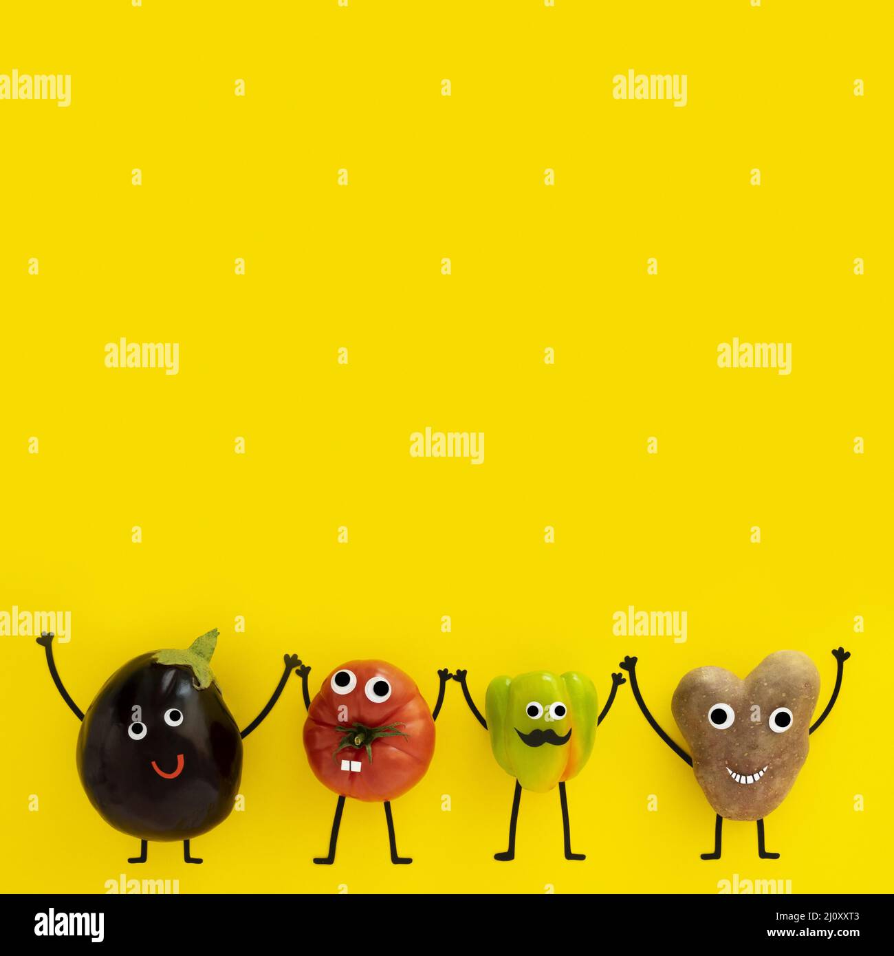 Top view vegetables holding hands. High quality photo Stock Photo