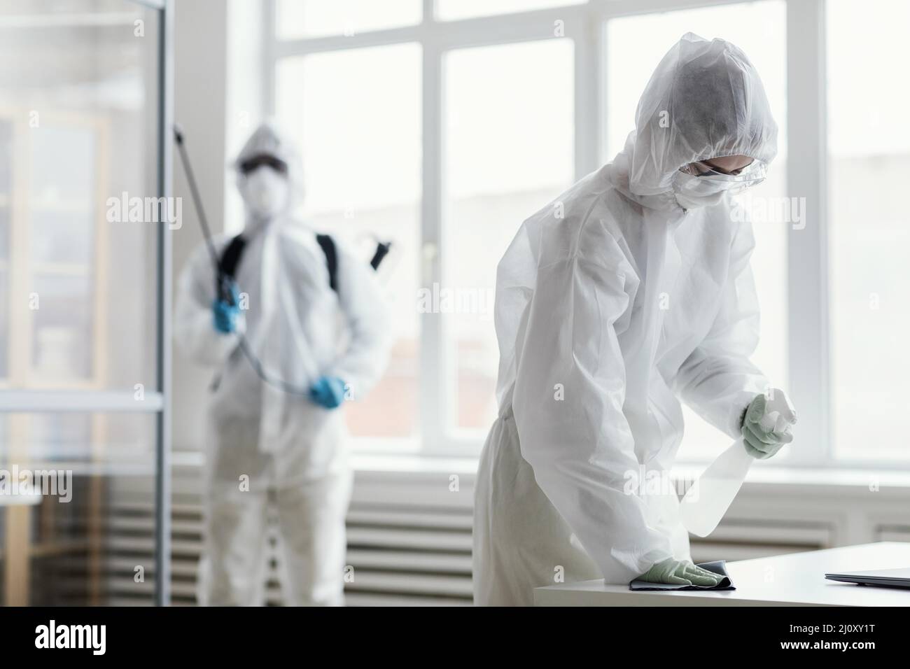 People protective equipment disinfecting. High quality photo Stock Photo