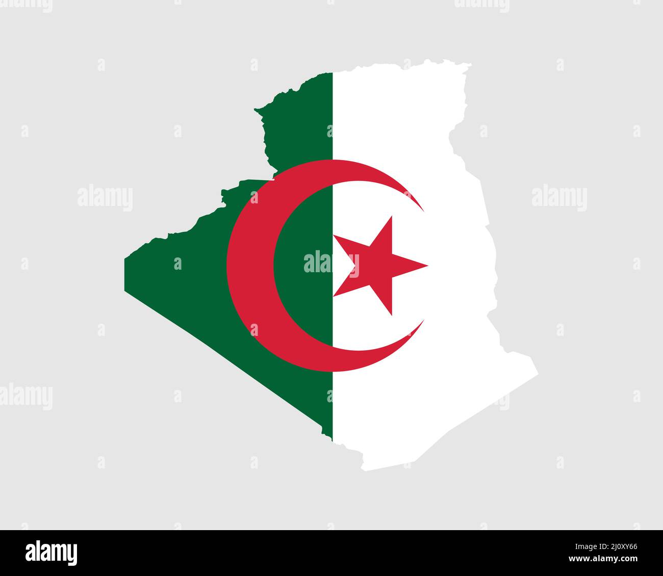 Algerian Map Flag. Map of Algeria with the national flag of Algeria isolated on white background. Vector illustration. Stock Vector