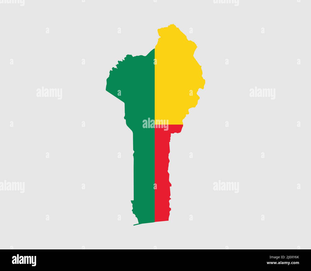 Benin Map Flag. Map of Benin with the Beninese country flag. Vector illustration Stock Vector