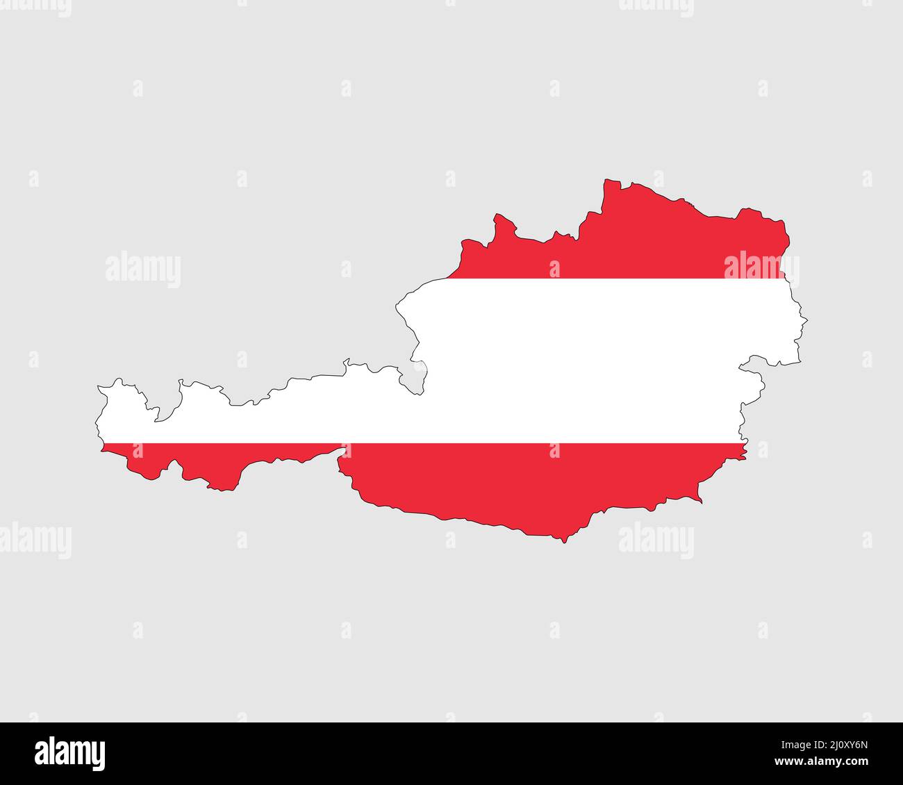 Austrian Map Flag. Map of Austria with country flag of Austria. Vector illustration. Stock Vector