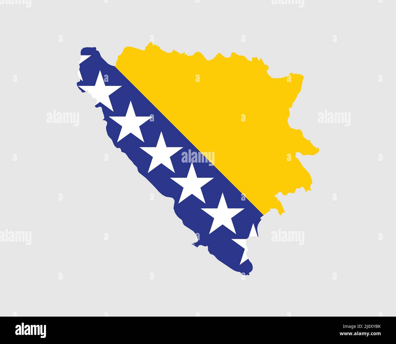 Bosnia and Herzegovina Map Flag. Map of Bosnia and Herzegovina with country flag. Vector Illustration. Stock Vector