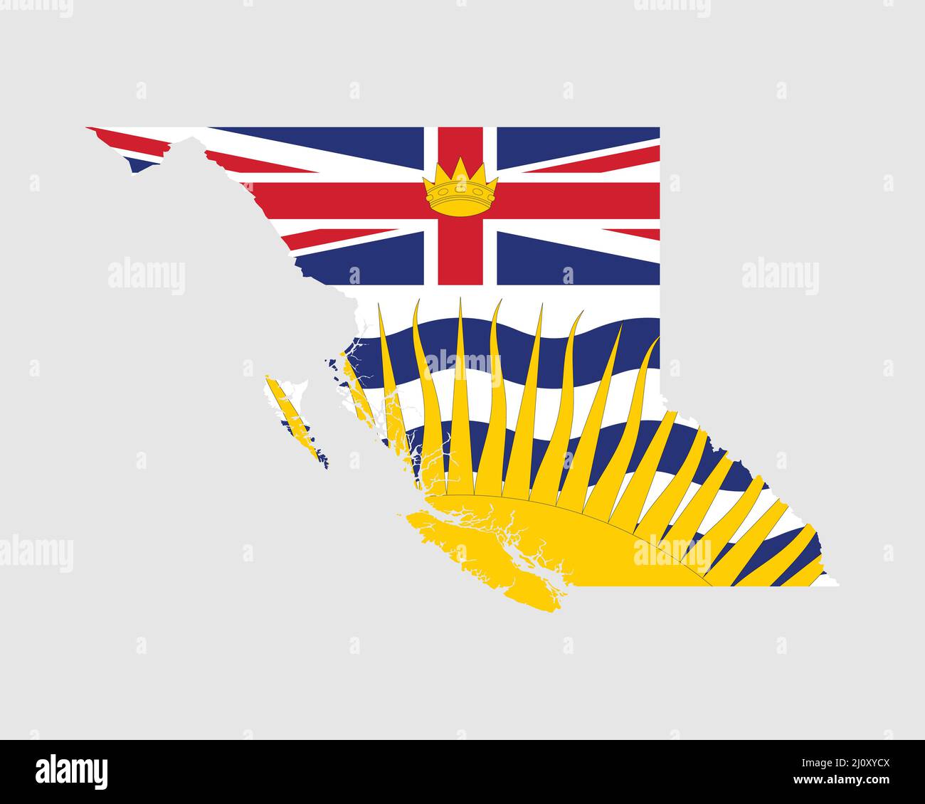 British Columbia Map Flag. Map of British Columbia Canada with flag. Canadian Province. Vector illustration Banner Stock Vector