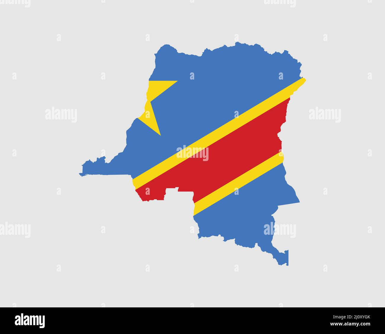 Democratic Republic of the Congo Map Flag. Map of DRC with the Congolese country banner. Vector Illustration. Stock Vector