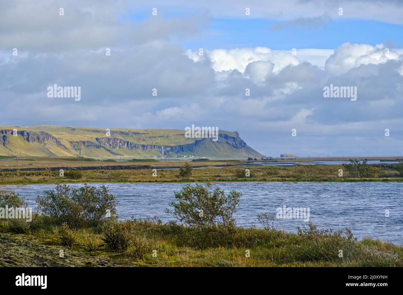 View from highway road during auto trip in Iceland. Spectacular