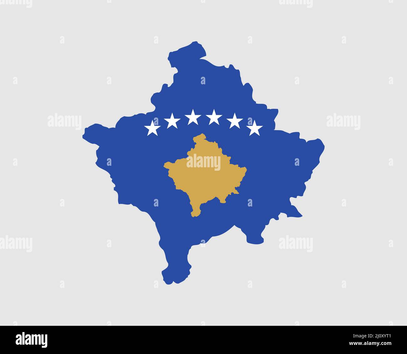 Kosovo Map Flag. Map of the Republic of Kosovo with country banner. Kosovar Kosovan Map Flag Vector Illustration. Stock Vector